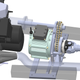 A close-up of how the electric motor fits into the car, including the exhaust routing for the motorcycle engine. Brown added a lot of thermal barrier between the exhaust and the electric motor, but it still gets very hot down there.